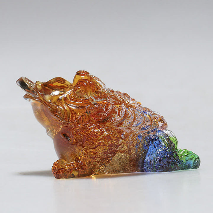 Feng Shui Frog Handmade Liuli Crystal Art Piece Wealth Home Office Decoration