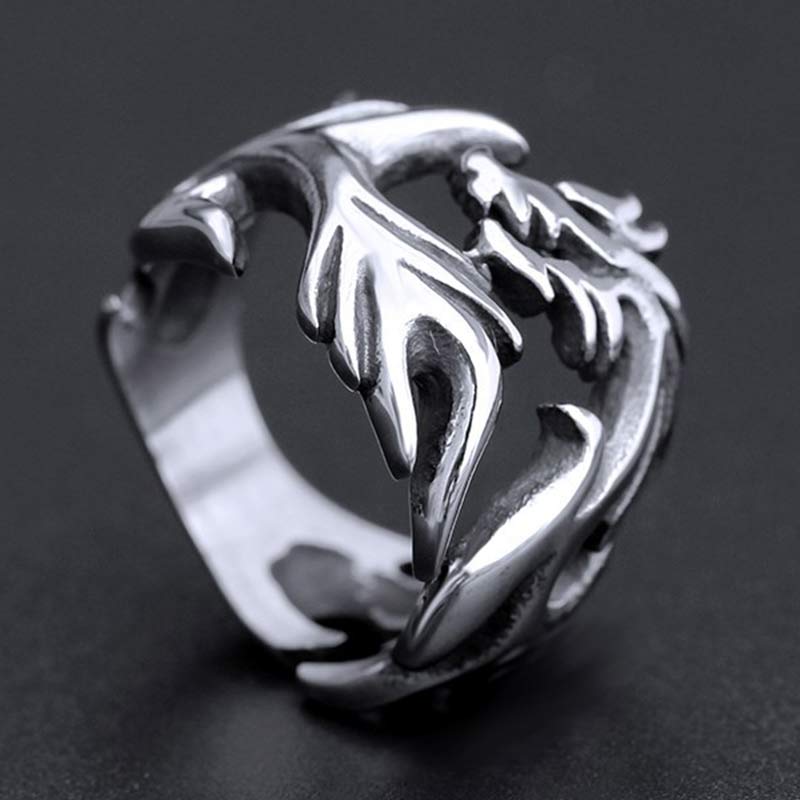 Buddha Stones Dragon Pattern Protection Strength Adjustable Ring