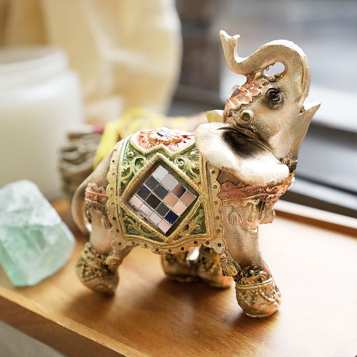 Buddha Stones Lucky Feng Shui Green Elephant Statue Sculpture Wealth Figurine Gift Home Decoration