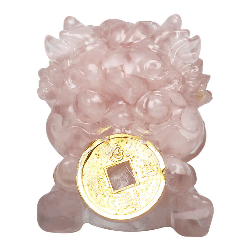 Buddha Stones Handmade Cute PiXiu Gold Coin Crystal Fengshui Energy Wealth Fortune Home Decoration