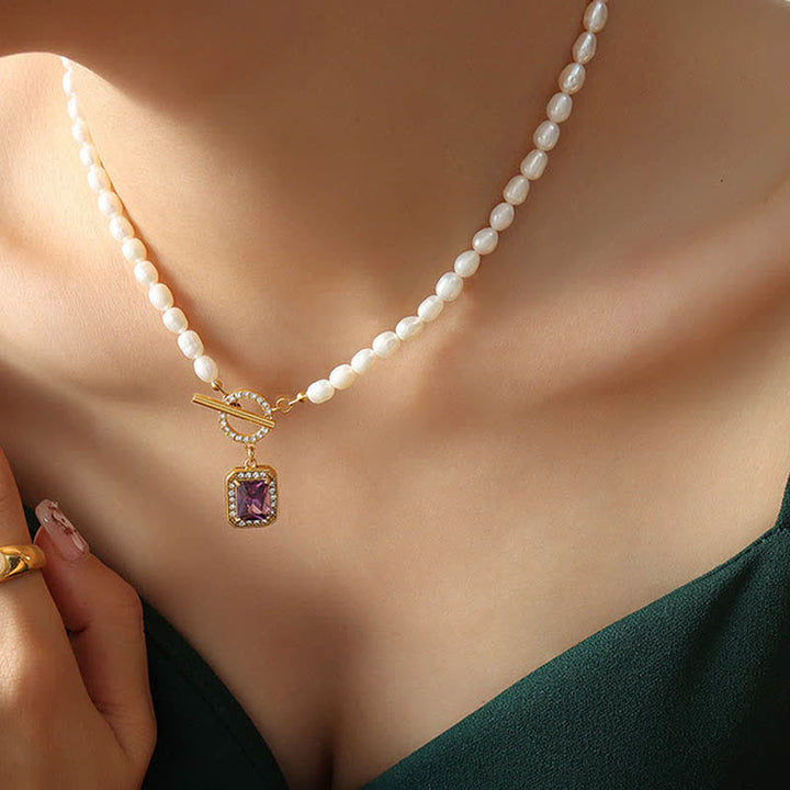 Pearl Zircon Wealth Charm Necklace Pendant