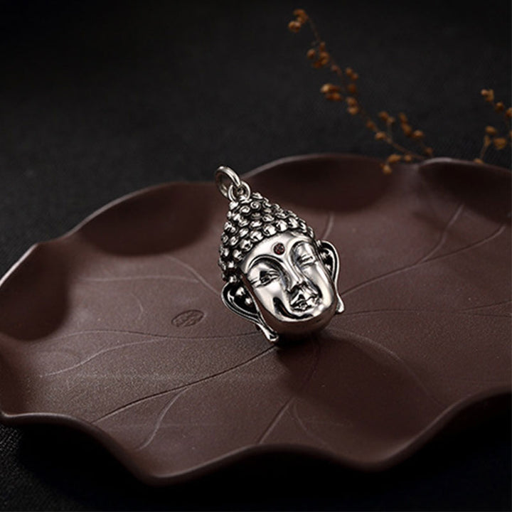 Buddha Stones 925 Sterling Silver Buddha Head Compassion Necklace Pendant