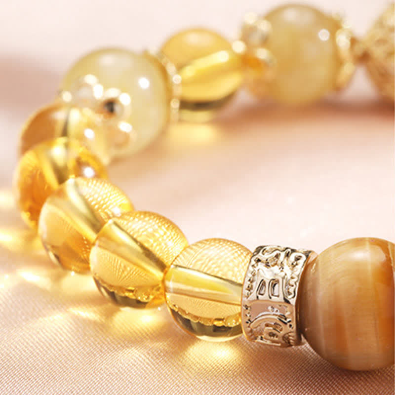 Buddha Stones Citrine Generosity Prosperity Beaded Bracelet