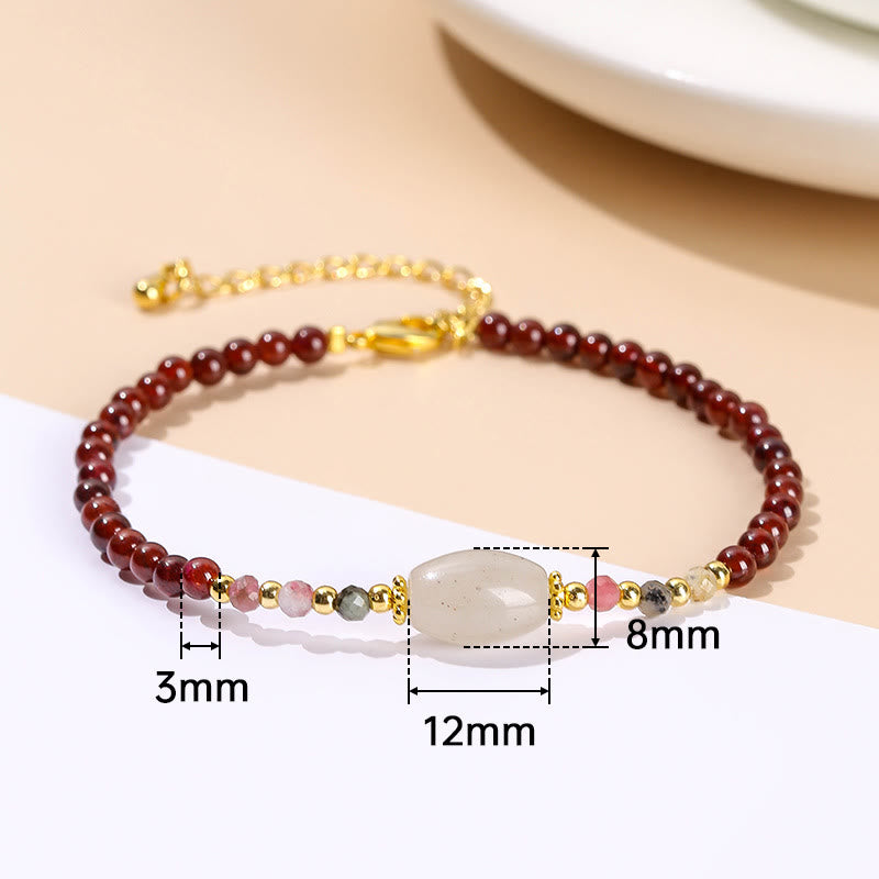 Buddha Stones Garnet Jade Tourmaline Bead Passion Bracelet