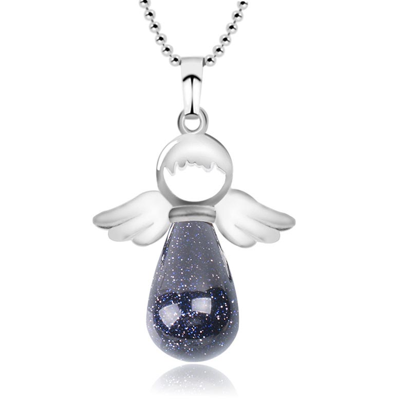 Buddha Stones Little Angel Wings Natural Crystal Luck Necklace Pendant