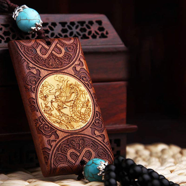 Buddha Stones Tibetan Rosewood Boxwood Dragon Cure Courage Car Decoration