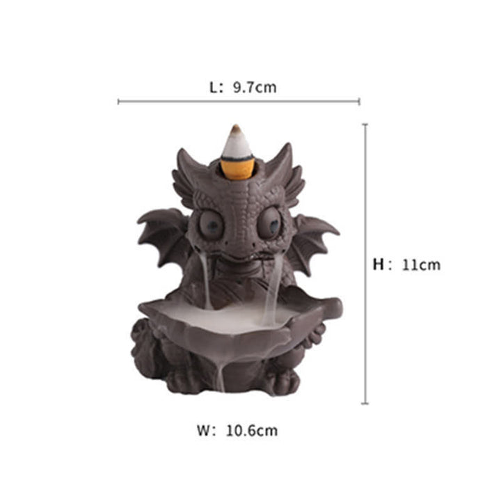 Lovely Dinosaur Purple Clay Backflow Smoke Fountain Healing Incense Burner Decoration