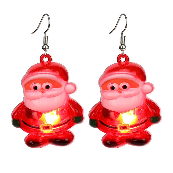 Led Christmas Santa Claus Tree Elk Luminous Earrings