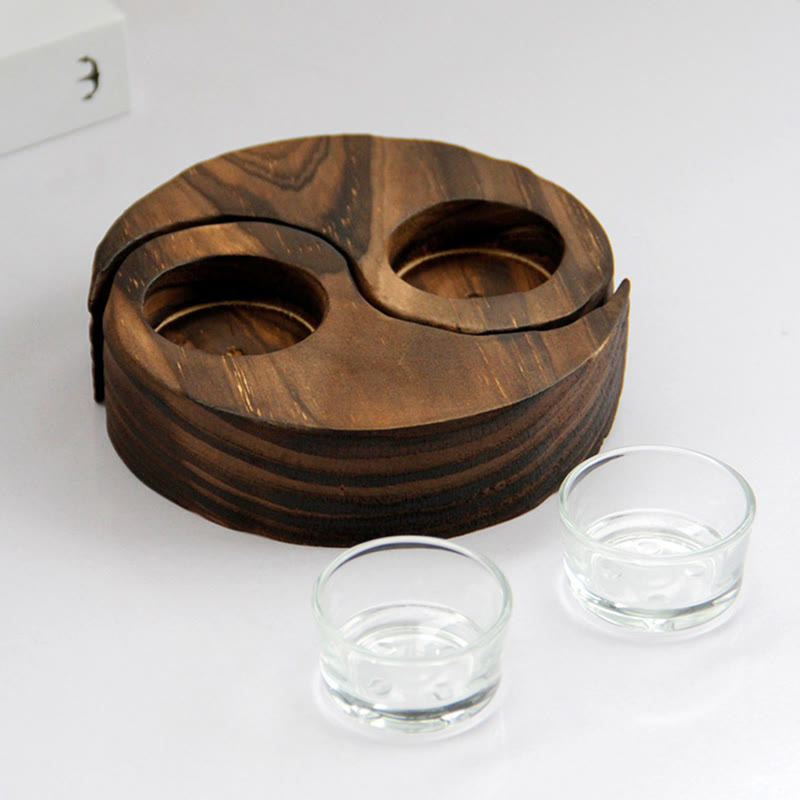 Yin Yang Wood Candle Holder Meditation Rituals Use Items