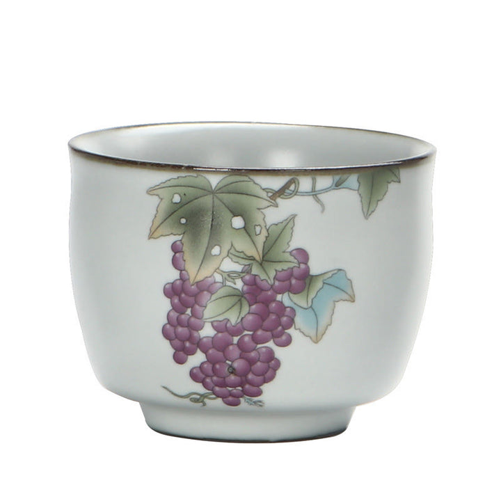 Buddha Stones Loquat Lychee Snow Scenery Landscape Grape Apple Ceramic Teacup Kung Fu Tea Cup