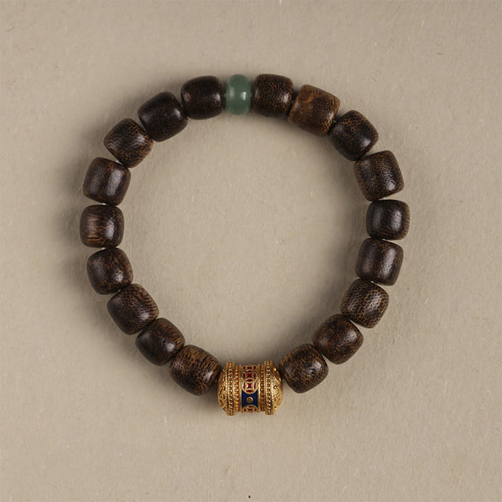 Buddha Stones Agarwood Copper Coin Auspicious Cloud Calm Bracelet