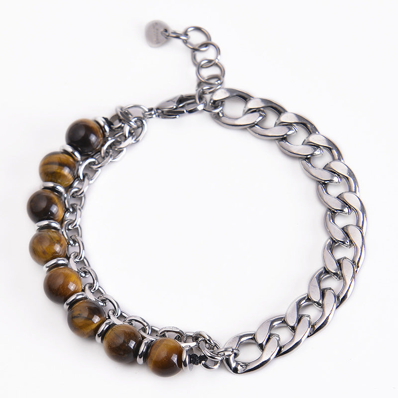 Buddha Stones Tiger Eye Picasso Jasper Frosted Stone Strength Bracelet