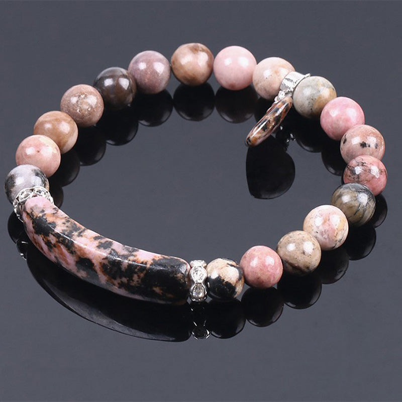 Buddha Stones Rhodonite Love Heart Healing Beads Bracelet