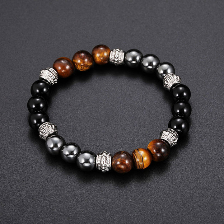 Buddha Stones Tiger Eye and Hematite Good Luck and Healing Bracelet