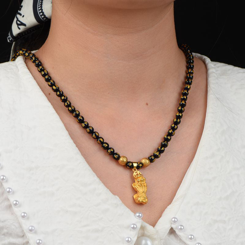 FengShui Obsidian PiXiu Wealth Necklace