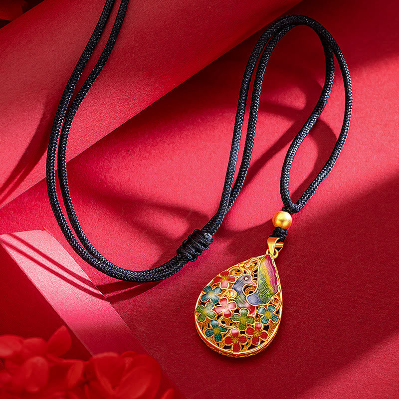 Buddha Stones Colorful Phoenix Flower Luck Strength Necklace Pendant