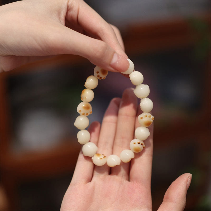 Buddha Stones Cute Cat Paw Claw Bodhi Seed Peace Bracelet