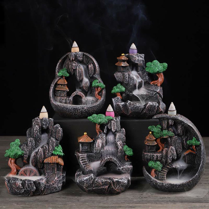 Mountain Bridges Pattern Meditation Resin Backflow Incense Burner