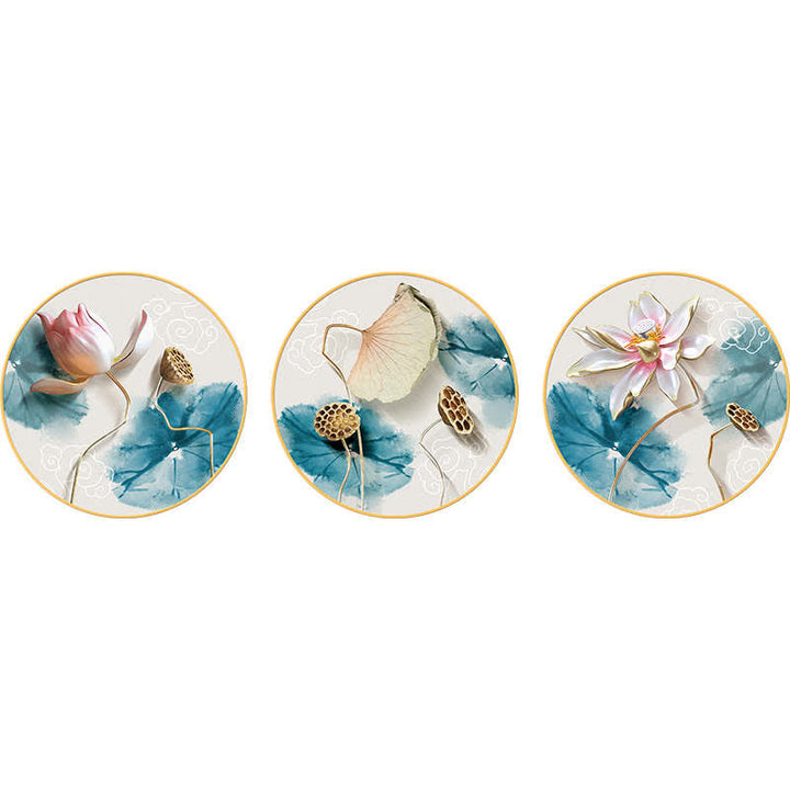 3Pcs Lotus Flower Meditation Enlightenment Wall Art Stickers