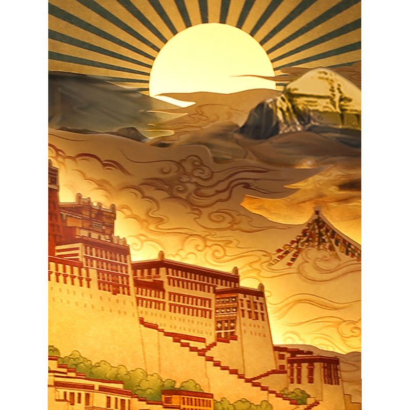 Tibet Potala Palace Paper LED Carving Lamp Art Night Lights Creative LED Table Lamp