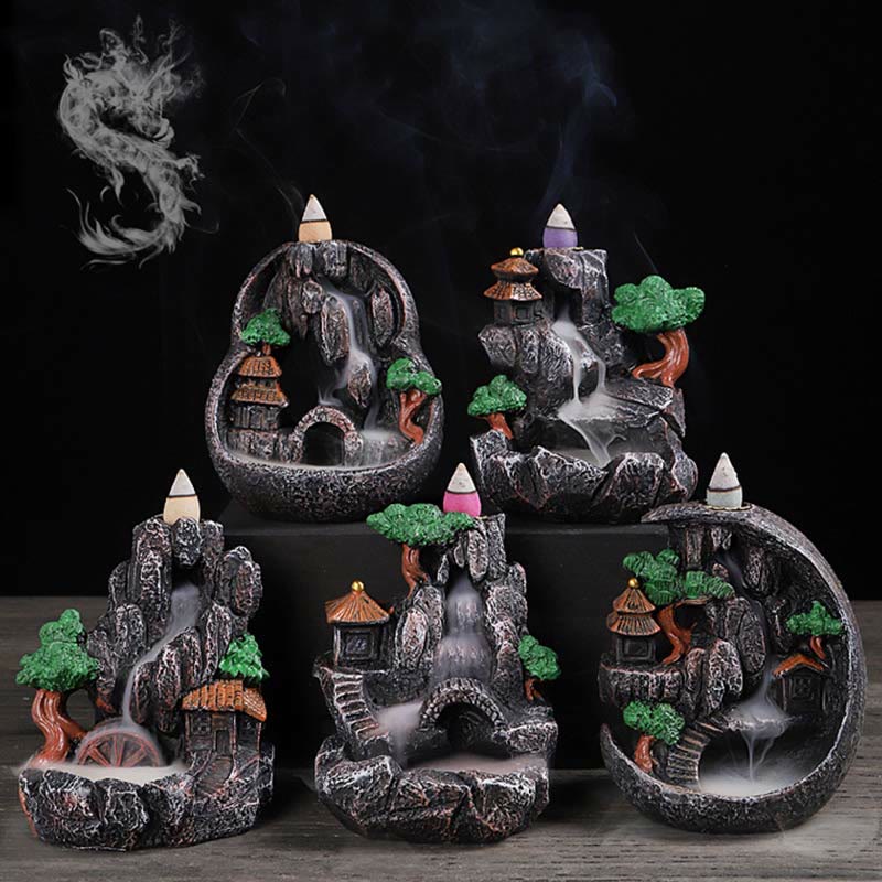 Mountain Bridges Pattern Meditation Resin Backflow Incense Burner