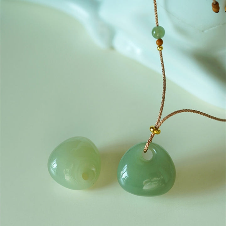 Buddha Stones Natural Jade Luck Prosperity Necklace Pendant (Random Color)