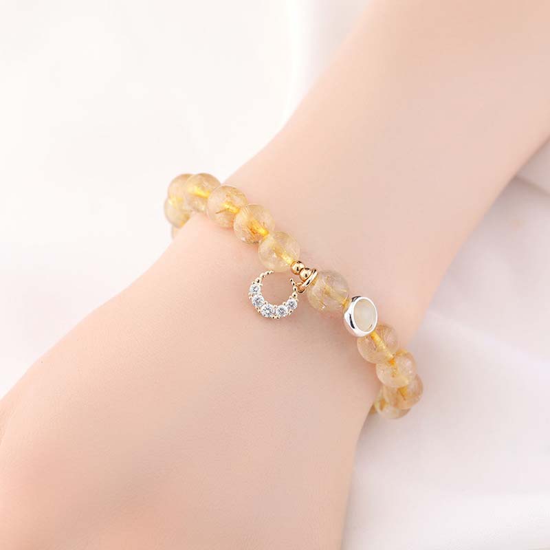 Citrine Luck Protection Moon Charm Bracelet