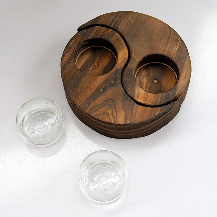 Yin Yang Wood Candle Holder Meditation Rituals Use Items