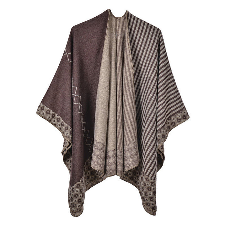 Buddha Stones Tibetan Shawl Striped Diamond Pattern Winter Warm Soft Scarf