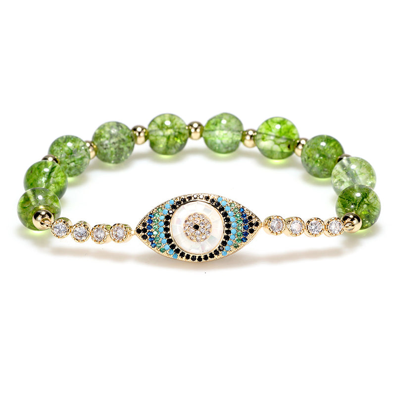 Buddha Stones Natural Peridot Evil Eye Abundance Bracelet