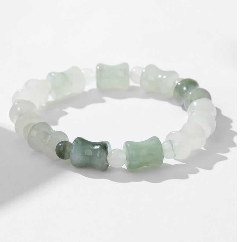 Buddha Stones Jade Coconut Shell Bamboo Pattern Abundance Luck Bracelet