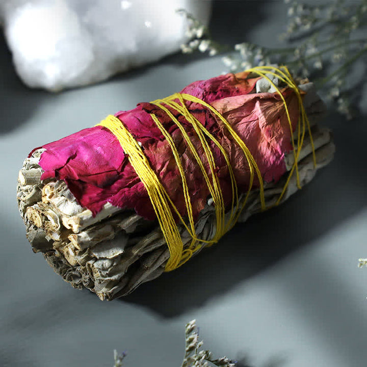 Red Rose Forget-me-not Colorful Daisy Smudge Stick for Home Cleansing Incense Healing Meditation Smudge Sticks Rituals