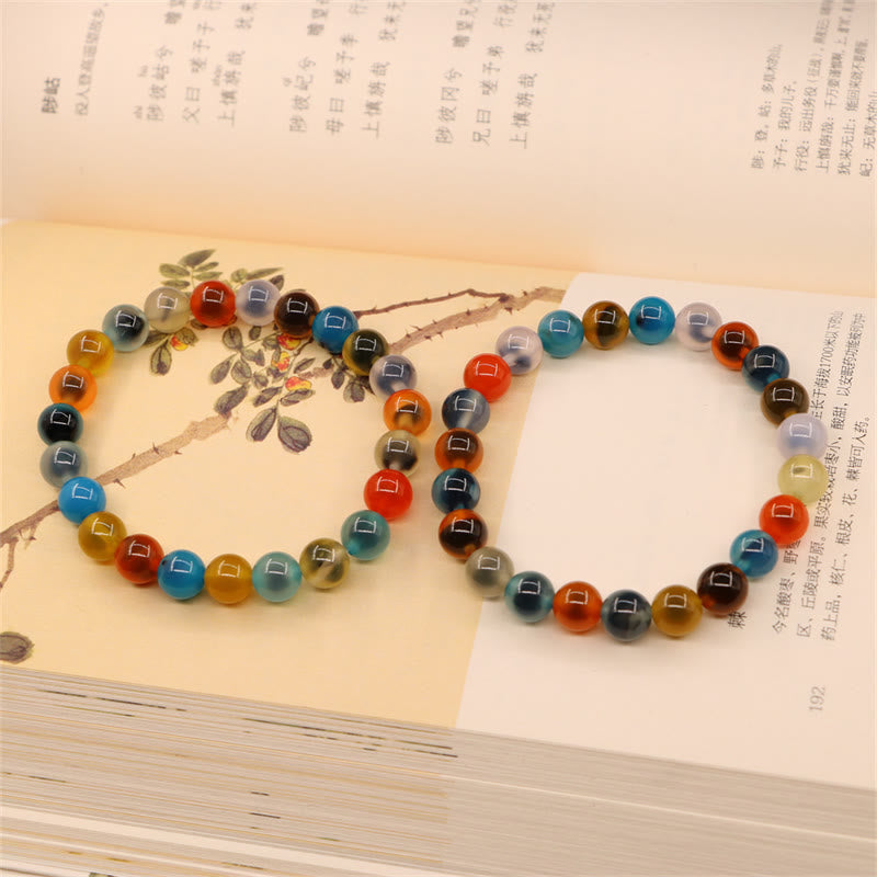 Colorful Candy Agate Healing Strength Bead Bracelet