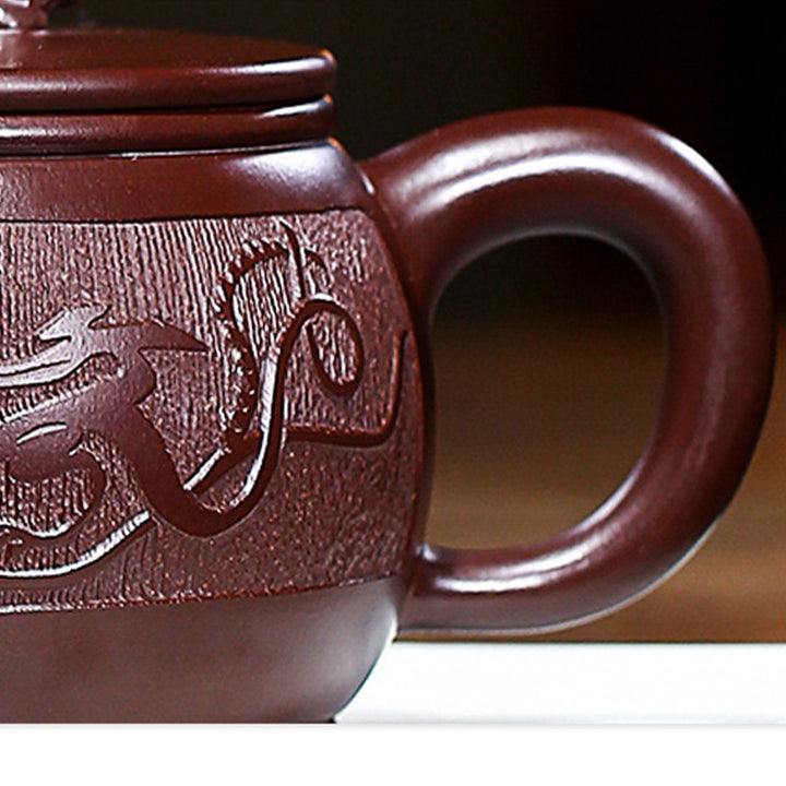 Buddha Stones Yixing Handmade Brown Dragon Purple Clay Kung Fu Teapot 240ml