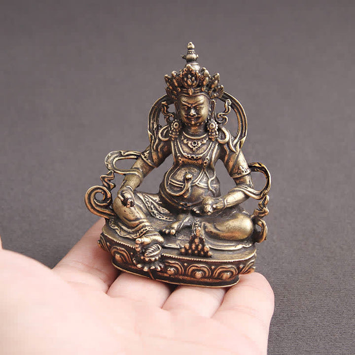 Yellow Jambhala Bodhisattva Figurine Serenity Copper Statue Decoration