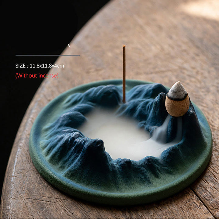 Creative Mountain River Ceramic Healing Backflow Incense Burner