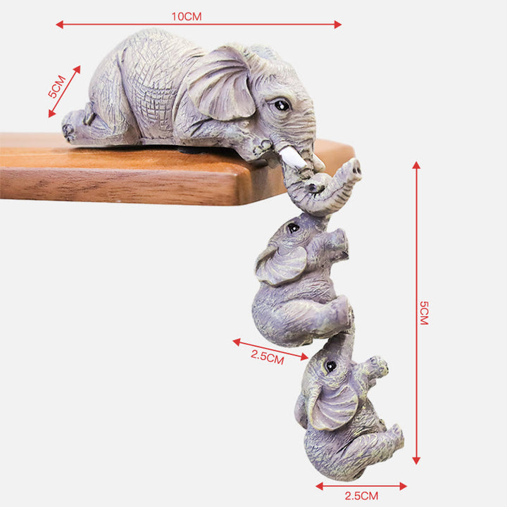 Buddha Stones 3pcs Feng Shui Elephant Sitter Figurines Wealth Figurine Home Decoration