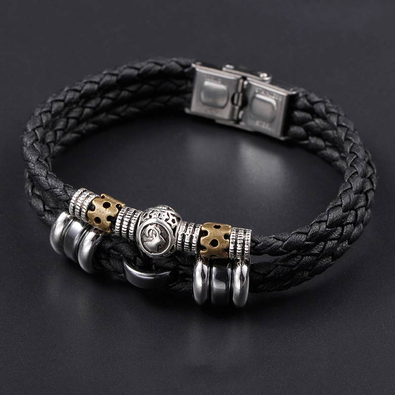 Buddha Stones 12 Constellations of the Zodiac Hematite Protection Bracelet