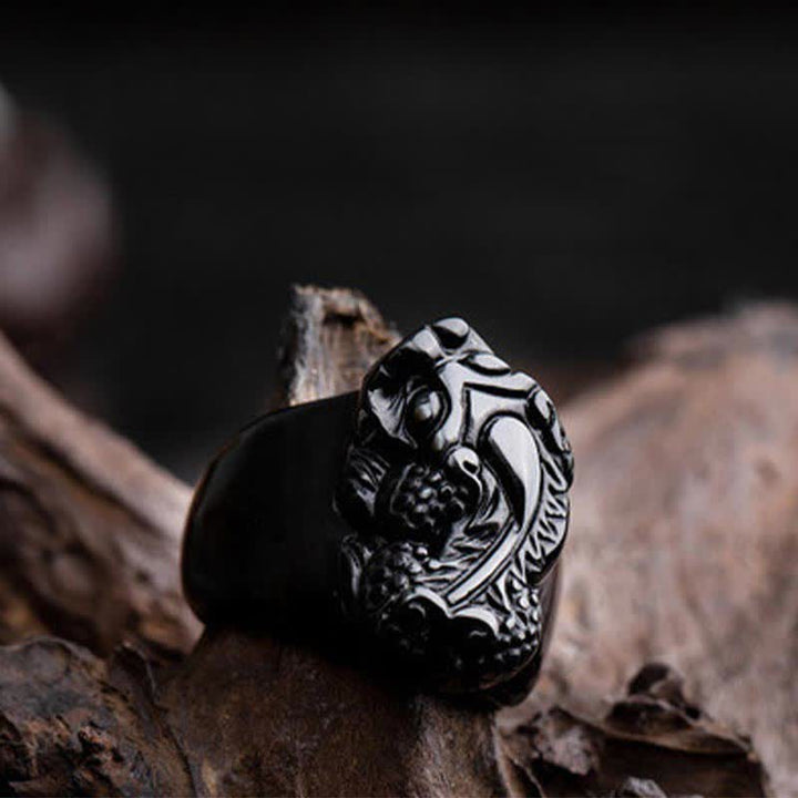 FengShui PiXiu Black Obsidian Strength Ring