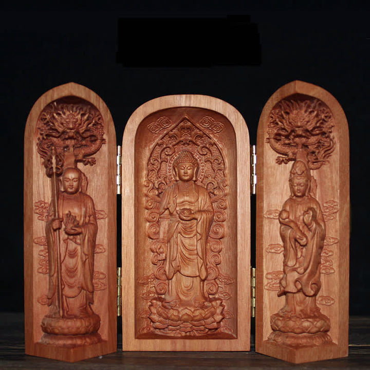 Avalokitesvara Kwan Yin Buddha Cherry Wood Compassion Home Decoration Altar