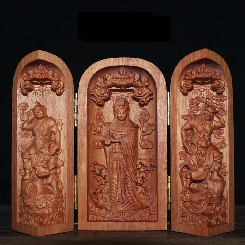 Avalokitesvara Kwan Yin Buddha Cherry Wood Compassion Home Decoration Altar