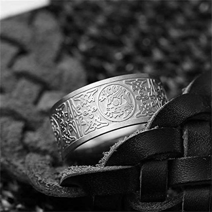 Buddha Stones Four Guardian Beast Dragon White Tiger Suzaku Basalt Carved Success Luck Ring