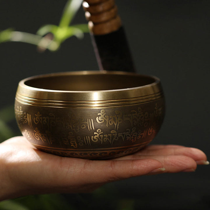 Buddha Stones Tibetan Meditation Sound Bowl Handcrafted for Healing and Mindfulness Singing Bowl Set