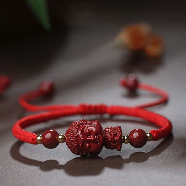 Buddha Stones Chinese Zodiac Natal Buddha Cinnabar Amulet Blessing String Bracelet