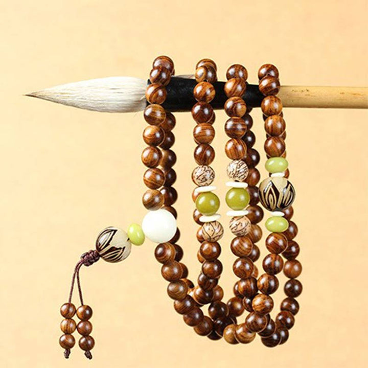 Buddha Stones Tibetan Rosewood Mala Protection Calm Bracelet