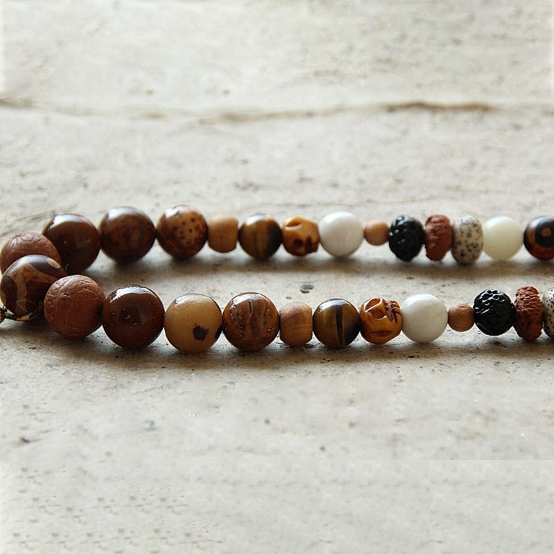 Buddha Stones Tibet 108 Mala Beads Nine Palaces Bagua Bodhi Seed Yak Bone Vajra Harmony Bracelet