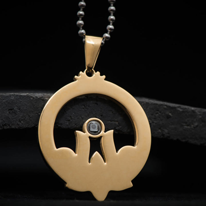 Buddha Stones Lotus Titanium Steel Enlightenment Projection Shurangama Mantra Necklace Pendant