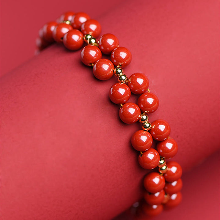 Buddha Stones Natural Cinnabar Beaded Blessing Bracelet