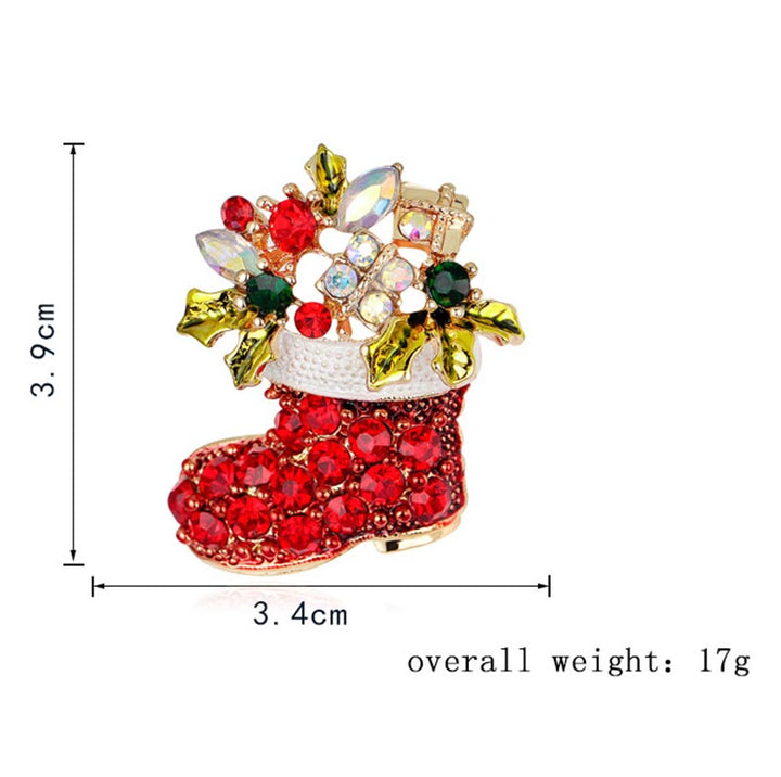 Christmas Multi-Colored Rhinestone Crystal Brooch Pin