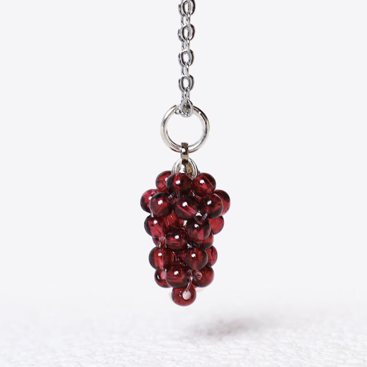 Buddha Stones Natural Garnet Red Agate Black Onyx Protection Necklace Pendant